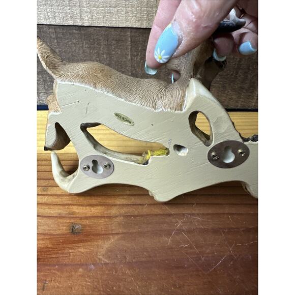 Resin Deer Wall Hanging Decor 3 Hook Rustic KEYS OR Coat Rack - Picture 6 of 6